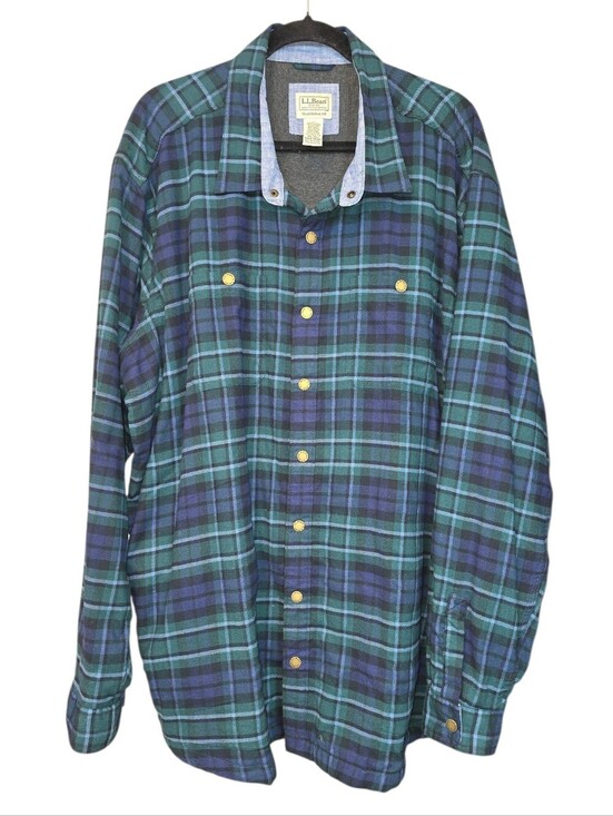 L.L. Bean Other - L.L.Bean Plaid Shacket Shirt Jacket Blackwatch Plaid Snap Front Pockets XXL Tall